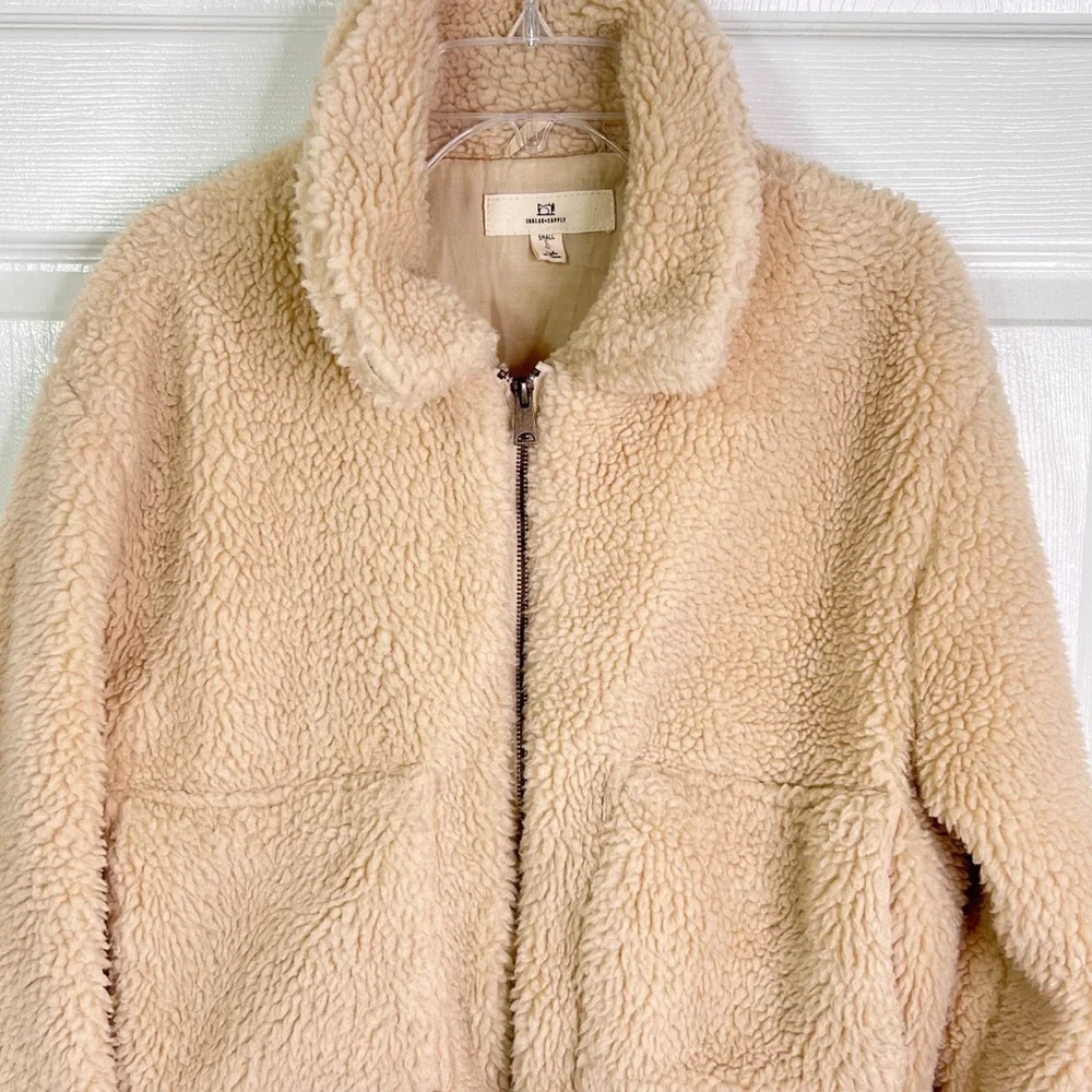 Thread & Supply Anthropologie Full Zip Teddy Jacket in Taupe Size S - Picture 4 of 15